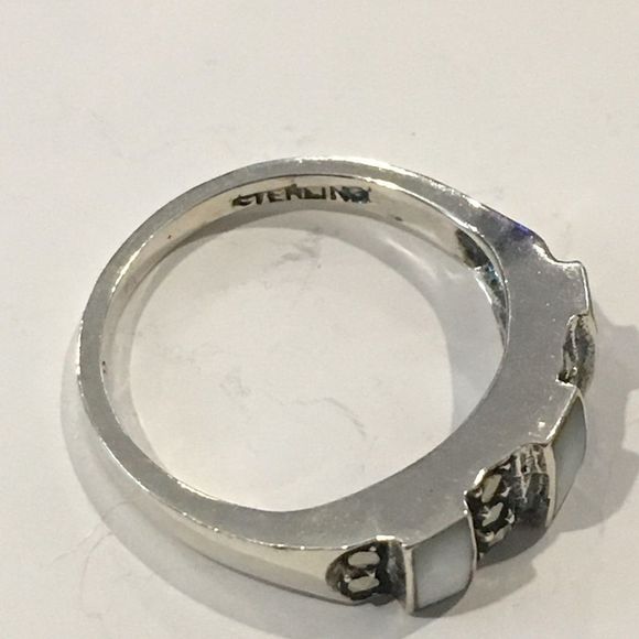 JUDITH JACK Sterling Silver MOP Marcasite Ring - Picture 5 of 8